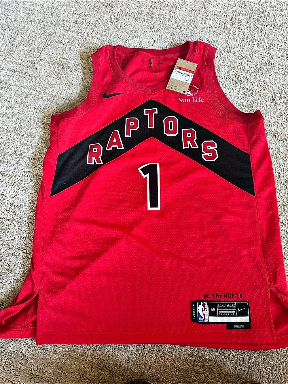 Nike 2022 Icon Swingman Dri-FIT Jersey Raptors #1 Jersey Size. NWT. Size L